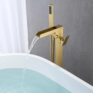 Amarante - Floor Standing Modern Bathtub Waterfall Filler Tap with Hand Shower
