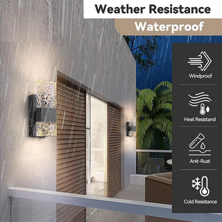 Marvn - Modern LED Patterned Glass Outdoor Wall Light with Light Sensor