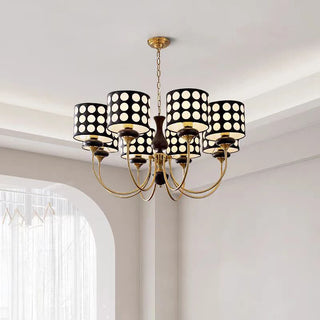 Derya - Abstract Polka Dot Black Gold Hanging Ceiling Light Chandelier