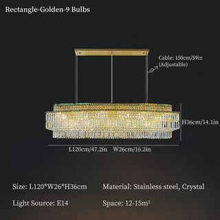 Castella - High-End Tassel Tiered Crystal Rectangle Chandelier