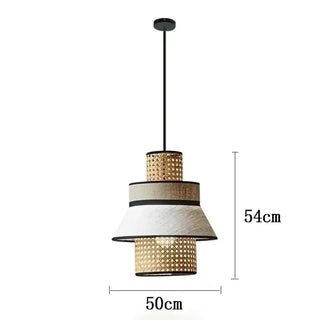 Cambria -  Vintage Hand Knitted Cloth Rattan Pendant Light