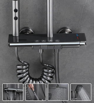 Celandine - Modern LED Rainfall Shower System with Temperature Display and Four Functions
