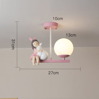 Sharell - Children's Cartoon Pink Sitting Girl Ceiling Light