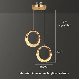 Sundus - Modern Round Tube Patterned Glass Hanging Ceiling Light