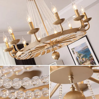 Solara - Modern Luxury Candle Glass Bead Hanging Ceiling Chandelier