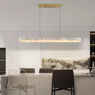 Ricky - White Marble LED Strip Ceiling Chandelier
