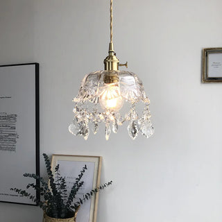 Rosendal - Hanging Crystal Glass Transparent Pendant Ceiling Light- Hanging Crystal Glass Transparent Pendant Ceiling Light