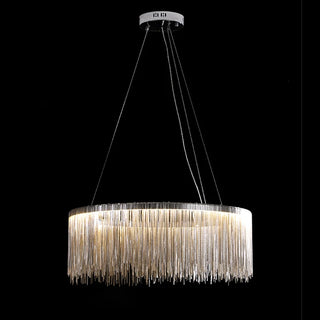 Brendy - Modern Hanging Tassel Round Silver Ceiling Chandelier