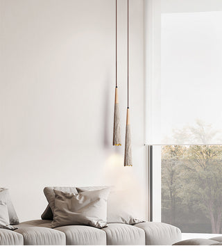Vlore - Wabi Sabi Wood Style Long Cone Tube Pendant Ceiling Light