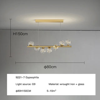 Abeha - Gold Curved Multi Round Glass Line Hanging Ceiling Light Chandelier