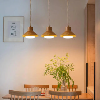 Oran - Wood Cone Adjustable Cord Pendant Ceiling Light