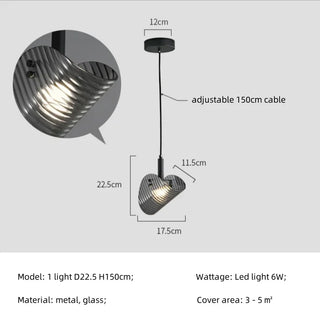 Rilee - Modern Grey Patterned Glass Ceiling Chandelier