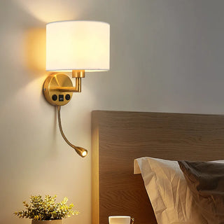 Junejo - Fabric Shade Rotating Bedside Reading Wall Light