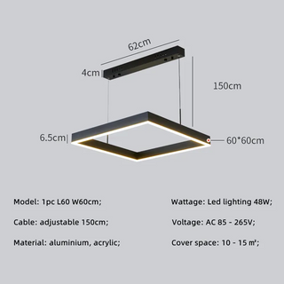 Spectre - Modern Minimalist Dimmable Hanging Square LED Ceiling Light Chandelier