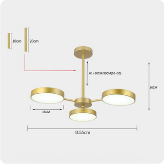Catalina - Modern Circular Branched White Gold Hanging Ceiling Light Chandelier