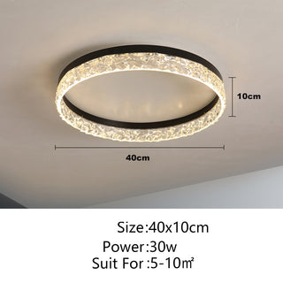 Naina - Modern Round Flush Mount Crystal Glass Dimmable Ceiling Light