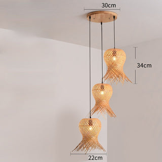 Santino - Handmade Bamboo Woven Multi Head Hanging Chandelier