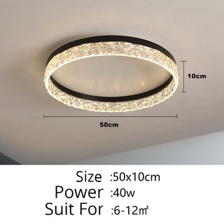 Naina - Modern Round Flush Mount Crystal Glass Dimmable Ceiling Light