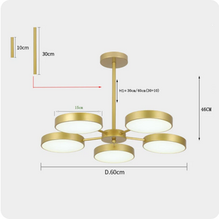 Catalina - Modern Circular Branched White Gold Hanging Ceiling Light Chandelier