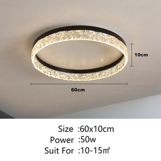 Naina - Modern Round Flush Mount Crystal Glass Dimmable Ceiling Light