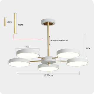Catalina - Modern Circular Branched White Gold Hanging Ceiling Light Chandelier