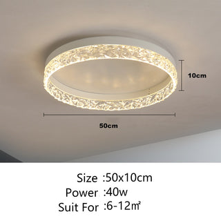 Naina - Modern Round Flush Mount Crystal Glass Dimmable Ceiling Light