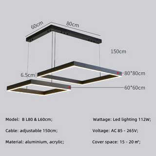 Spectre - Modern Minimalist Dimmable Hanging Square LED Ceiling Light Chandelier