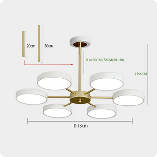 Catalina - Modern Circular Branched White Gold Hanging Ceiling Light Chandelier