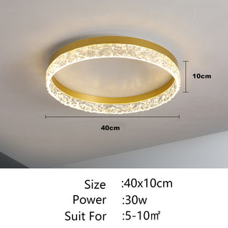 Naina - Modern Round Flush Mount Crystal Glass Dimmable Ceiling Light