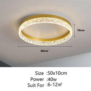 Naina - Modern Round Flush Mount Crystal Glass Dimmable Ceiling Light