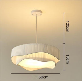 Ambre - Fabric White Wave Double Shade Round Ceiling Light