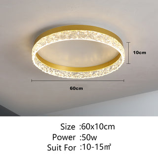 Naina - Modern Round Flush Mount Crystal Glass Dimmable Ceiling Light