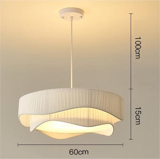 Ambre - Fabric White Wave Double Shade Round Ceiling Light