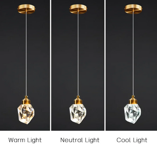 Lezhe - Crystal Pendant Glass Shade Hanging Gold Ceiling Light