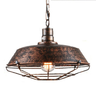 Hermitage - Vintage Rustic Hanging Round Caged Pendant Ceiling Light