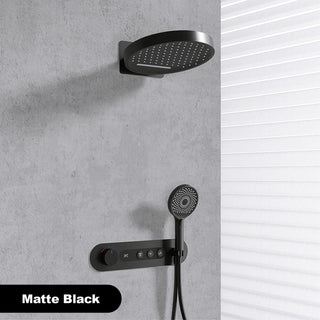 Nerea - Brass Round Waterfall Shower System with Digital Display