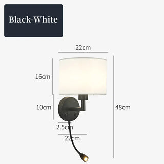 Junejo - Fabric Shade Rotating Bedside Reading Wall Light