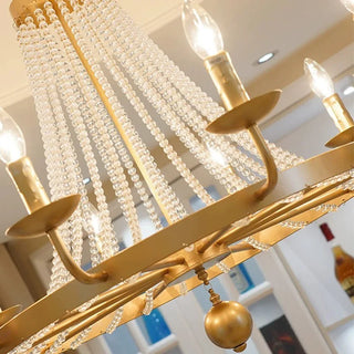 Solara - Modern Luxury Candle Glass Bead Hanging Ceiling Chandelier