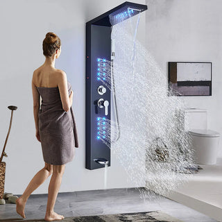 Evander - Bathroom Faucet Hot & Cold Rainfall Mixer Bathroom Shower Panel with LED Light
