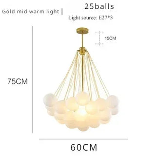Donya - Frosted Multi Glass Ball Hanging Chain Ceiling Light Chandelier