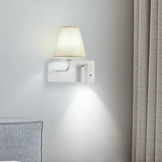 Meda - Modern Fabric Shade Dual Reading Wall Light with USB Charger