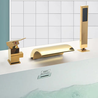 Mella - 3 Piece Modern Waterfall Bathtub Mixer Tap Set Pull Out Shower