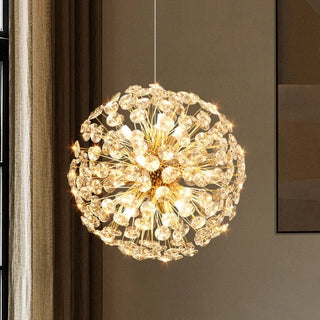 Orhan - Glass Dandelion Gold Frame Round Clear Crystal Ceiling Light Chandelier