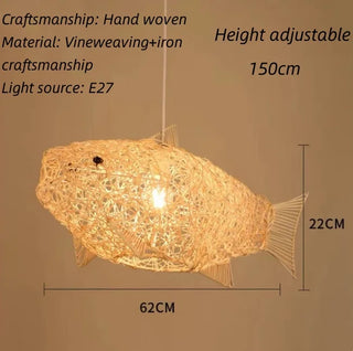 Lata - Modern Carp Creative Fish Art Bamboo Pendant Ceiling Light