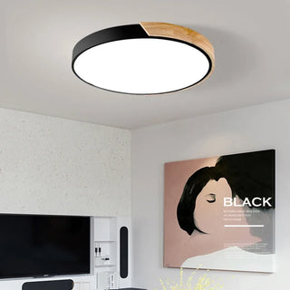 Elorza - Nordic Macaron Ultra Thin Wood Circular  LED Ceiling Lamp Creative Light Fixtures
