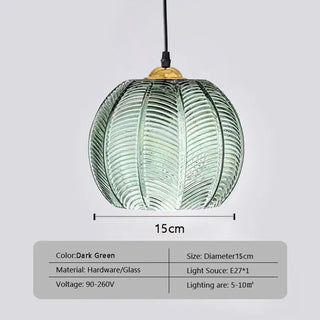 Rubik - Glass Leaf Pattern Round Coloured Shade Hanging Pendant Ceiling Light