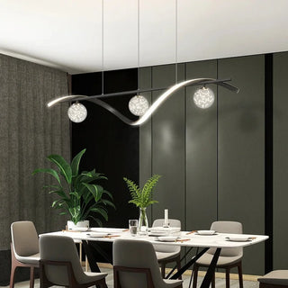 Meera - Modern Gold Wave Multi Ball Cord Ceiling Light Chandelier