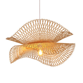Fresno - Natural Abstract Handwoven Bamboo Hanging Pendant Ceiling Light