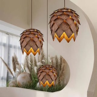 Star - Solid Wood Pine Cone Spiral Pendant Light