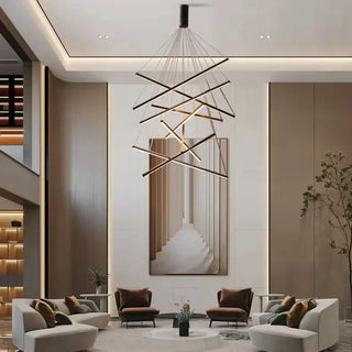 Finn - Modern Hanging Thin Black Crossed Bar Ceiling Light Chandelier